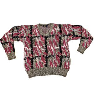 LR II By LeRoy Knit Vintage Grandpa Sweater V Neck XL 80's